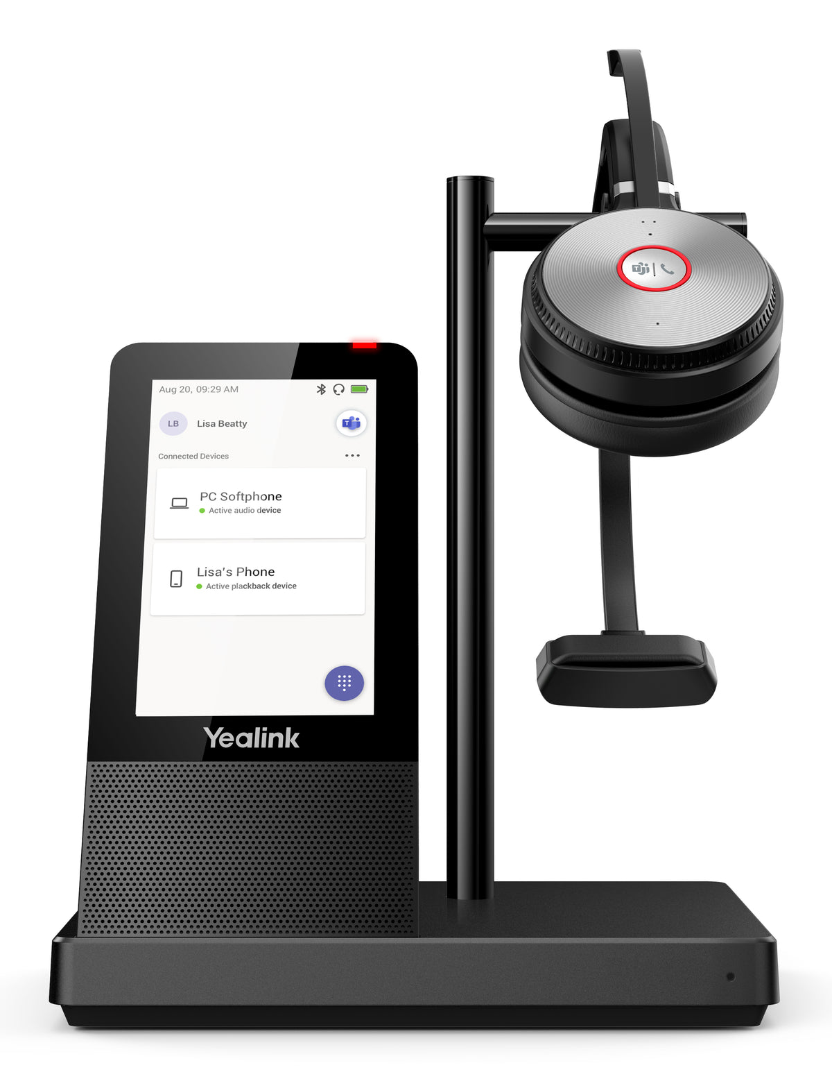 Yealink WH66 Mono Teams Persönliches Audio-Konferenzsystem Kabellos Kopfband Büro/Callcenter USB Typ-A Bluetooth Ladestation Schwarz
