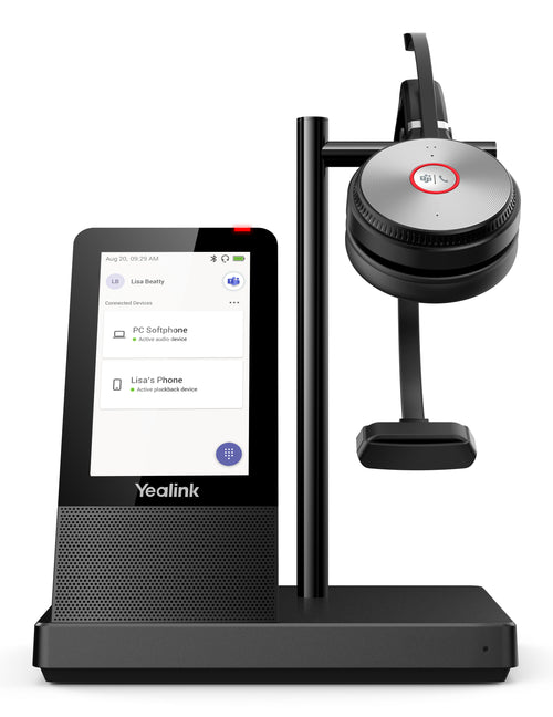 Yealink WH66 Mono Teams Persönliches Audio-Konferenzsystem Kabellos Kopfband Büro/Callcenter USB Typ-A Bluetooth Ladestation Schwarz