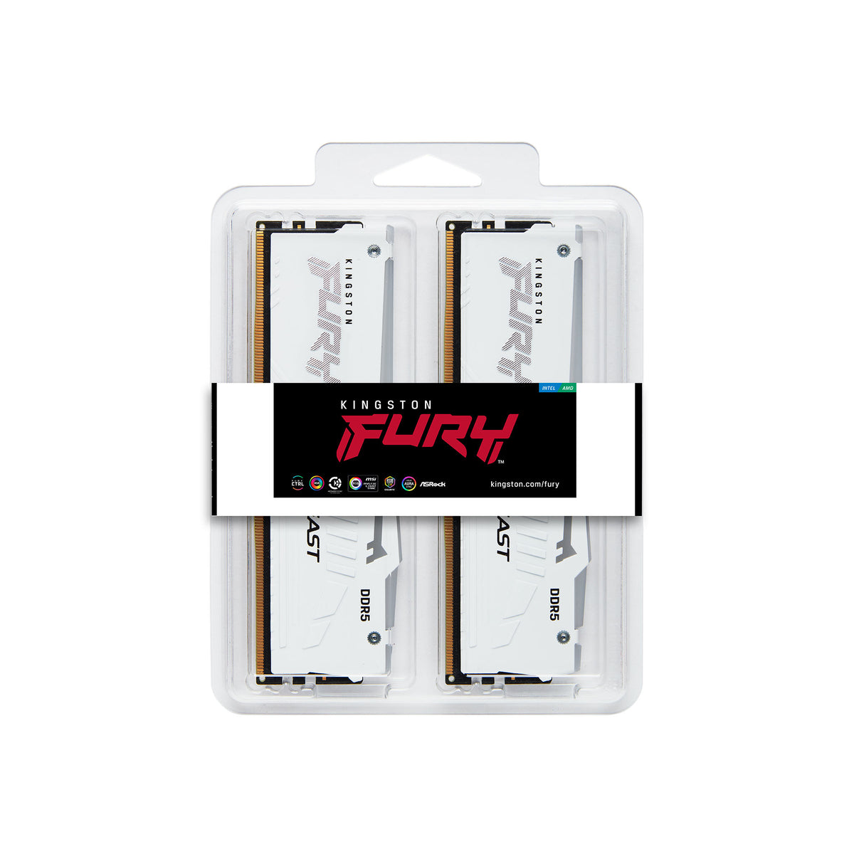 Kingston Technology FURY Beast 32 GB 5600 MT/s DDR5 CL40 DIMM (2er-Kit) White RGB XMP