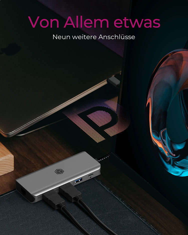 ICY BOX IB-DK4012-CPD, 9 in 1 USB Type-C® Notebook DockingStation, 2x HDMI