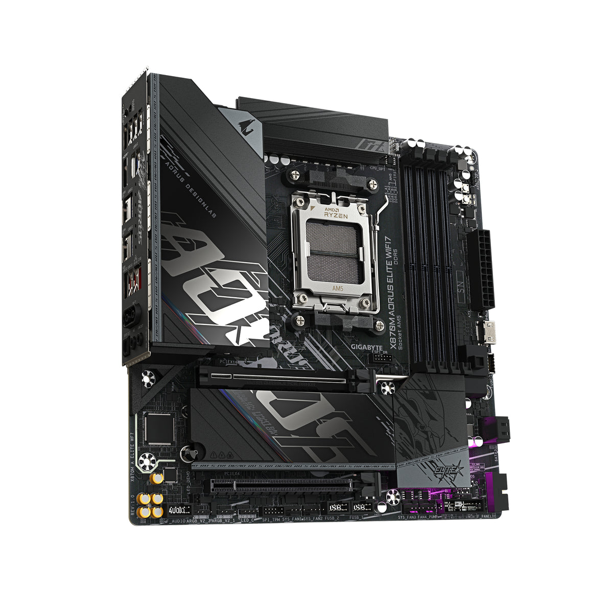 GIGABYTE X870M AORUS ELITE WIFI7 Mainboard – Unterstützt AMD Ryzen 9000 CPUs, digitale 14+2+2 Phasen VRM, bis zu 8200 MHz DDR5 (OC), 1 x PCIe 5.0 + 1 x PCIe 4.0, Wi-Fi 7, 2.5 GbE LAN, USB 4
