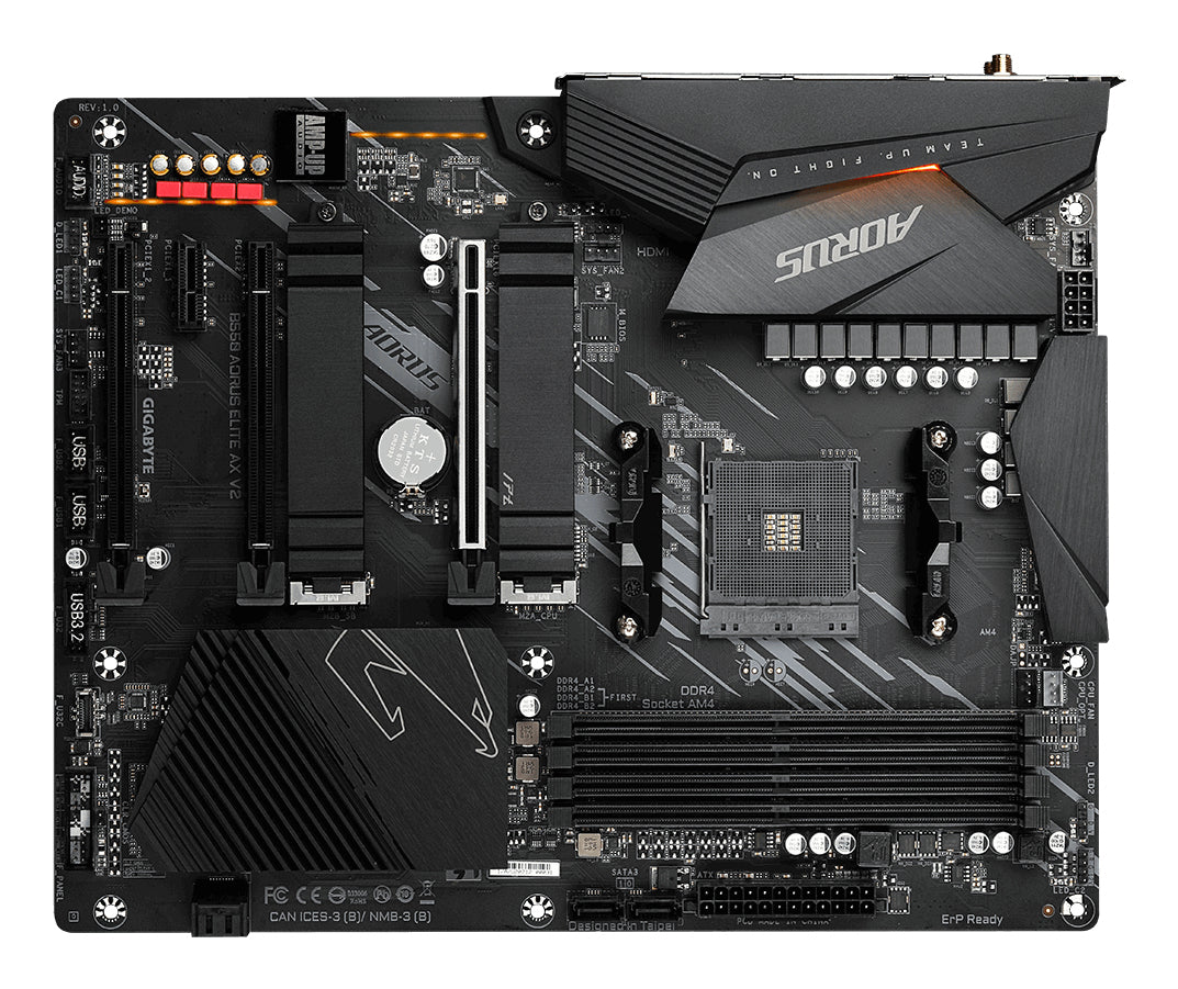 GIGABYTE B550 AORUS ELITE AX V2 Mainboard – AMD Ryzen 5000 CPUs, 12+2 Phasen VRM, bis zu 4733 MHz DDR4, 1xPCIe 4.0 + 1xPCIe 3.0 M.2, Wi-Fi 6E, 2.5GbE LAN, USB 3.2 Gen 2