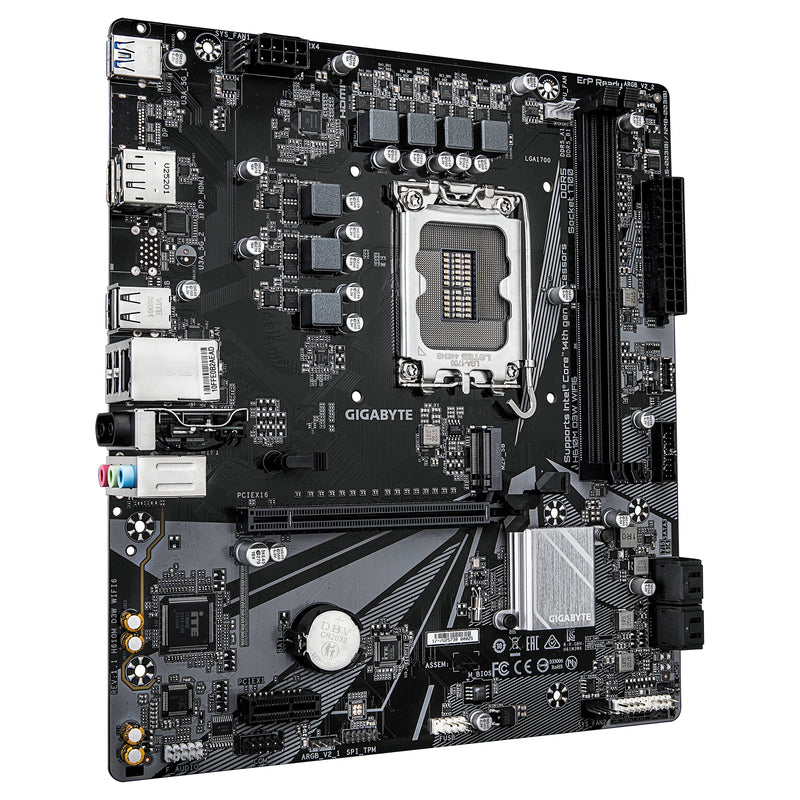 GIGABYTE H610M D3W WIFI6 Mainboard - Unterstützt Intel Core Prozessoren der 14. Generation, 5+1+1 Phasen VRM, bis zu 5600MHz DDR4, 1xPCIe 3.0 M.2, Wi-Fi 6, 1GbE LAN, USB 3.2 Gen 1