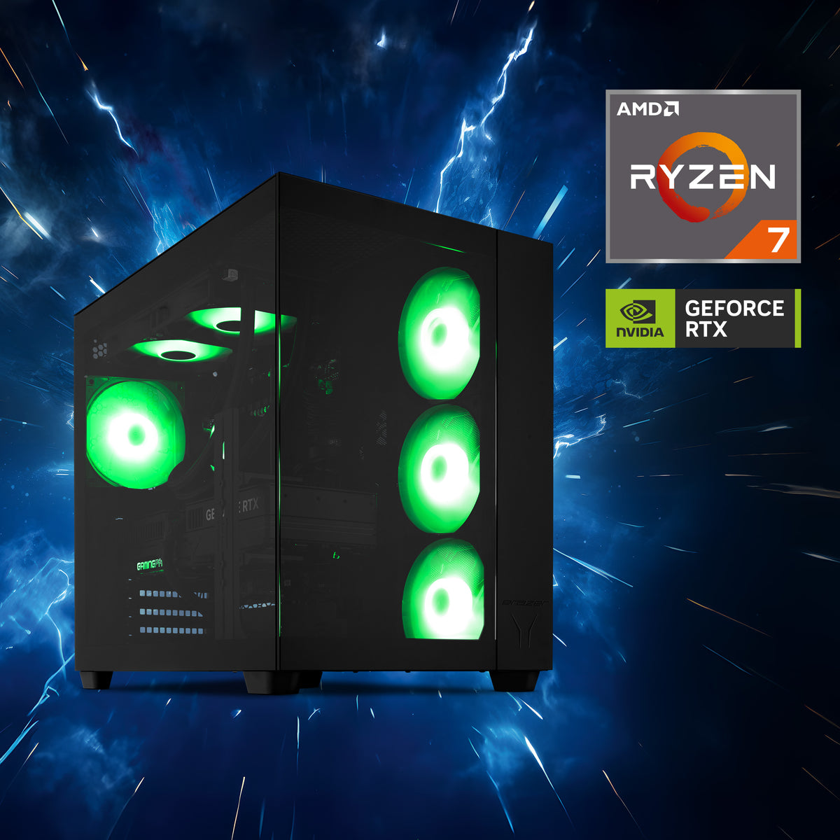 ERAZER Tank X15 (MD 340128) AMD Ryzen™ 7 7800X3D 32 GB DDR5-SDRAM 1 TB SSD NVIDIA GeForce RTX 5060 Ti Windows 11 Home Tower PC Schwarz