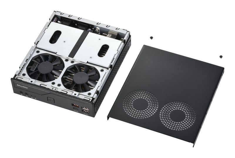 Shuttle Slim PC DB860 , S1851, 2x HDMI, 1x DP, 1x USB-C (DP), 1x 2.5", 1x M.2, 2x LAN (Intel 1G + 2.5G), 2x COM, 24/7 Dauerbetrieb, inkl. VESA