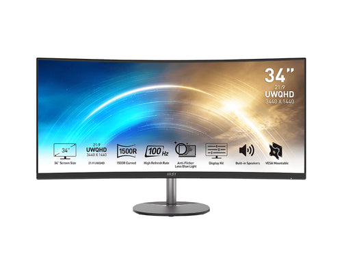 MSI PRO MP341CQDE Computerbildschirm 86,4 cm (34") 3440 x 1440 Pixel UltraWide Quad HD Schwarz