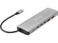 Sandberg 136-79 laptop-dockingstation & portreplikator Kabelgebunden USB 3.2 Gen 2 (3.1 Gen 2) Type-C Grau