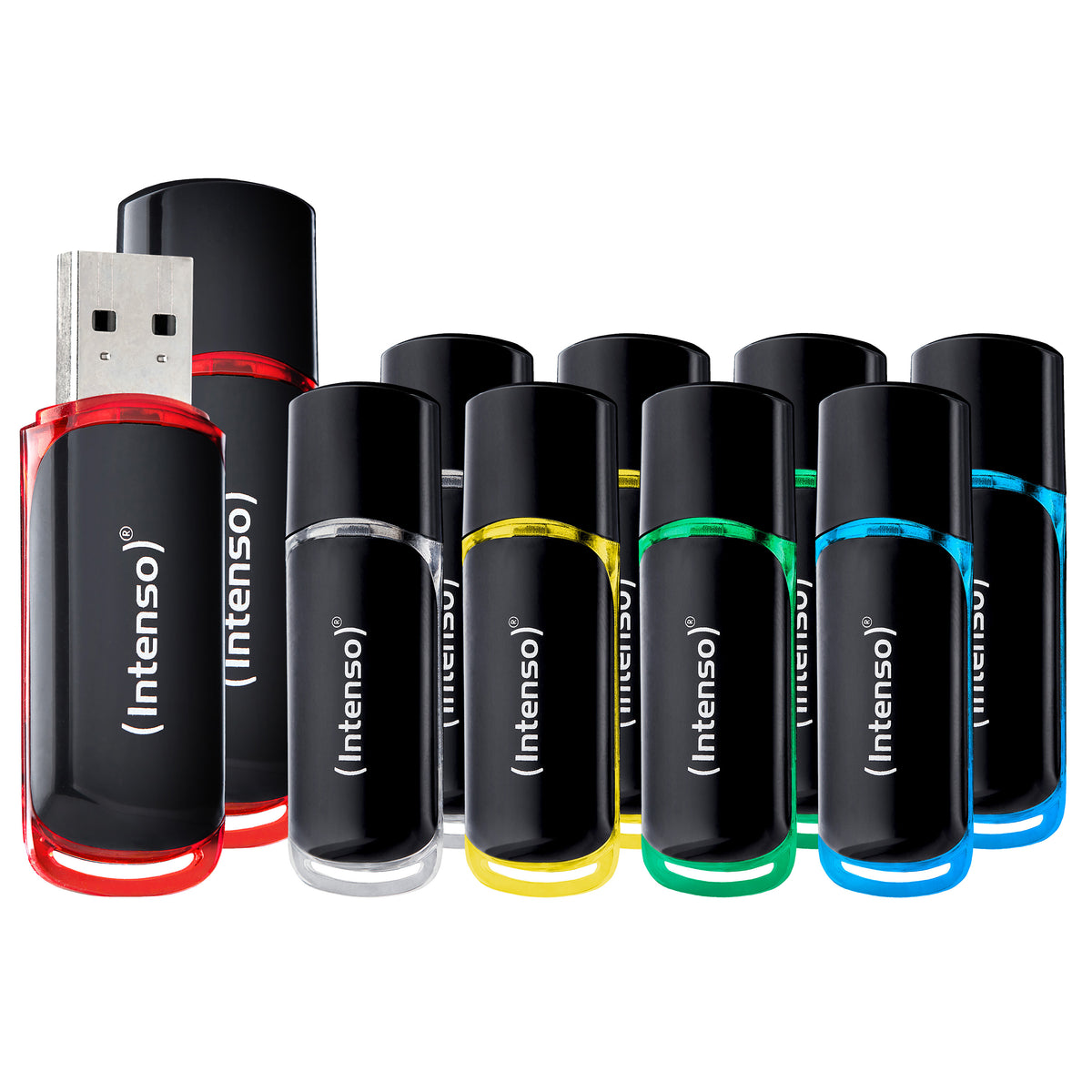 Intenso 3511551 USB-Stick 4 GB USB Typ-A 2.0 Schwarz, Rot, Grün, Transparent, Gelb, Blau
