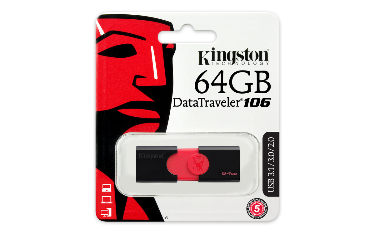 Kingston Technology DataTraveler 106 USB-Stick 64 GB USB Typ-A 3.2 Gen 1 (3.1 Gen 1) Schwarz, Rot