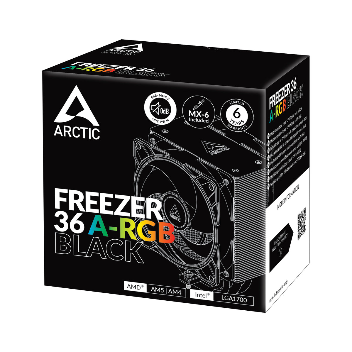 ARCTIC Freezer 36 A-RGB (Schwarz) Multikompatibler Tower CPU-Kühler mit A-RGB