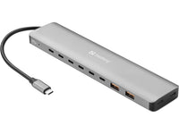 Sandberg 136-80 laptop-dockingstation & portreplikator Kabelgebunden USB 3.2 Gen 2 (3.1 Gen 2) Type-C Grau