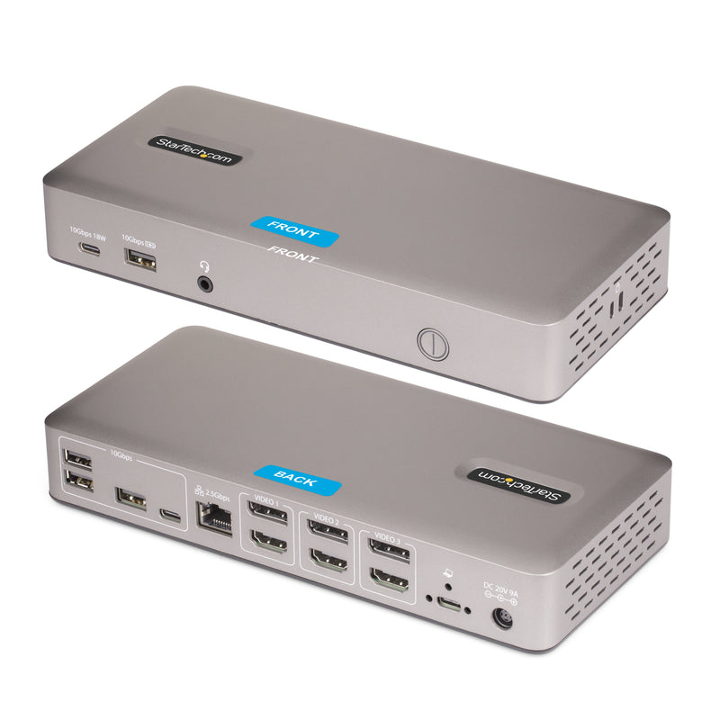 StarTech.com USB-C-Dockingstation(USB4), Dreifach 4K60Hz-Monitore DisplayPort oder HDMI, 100W Laptop-Ladung, 2,5GbE, Notebook Dock, Thunderbolt 4, Nicht für macOS, Treiberlos