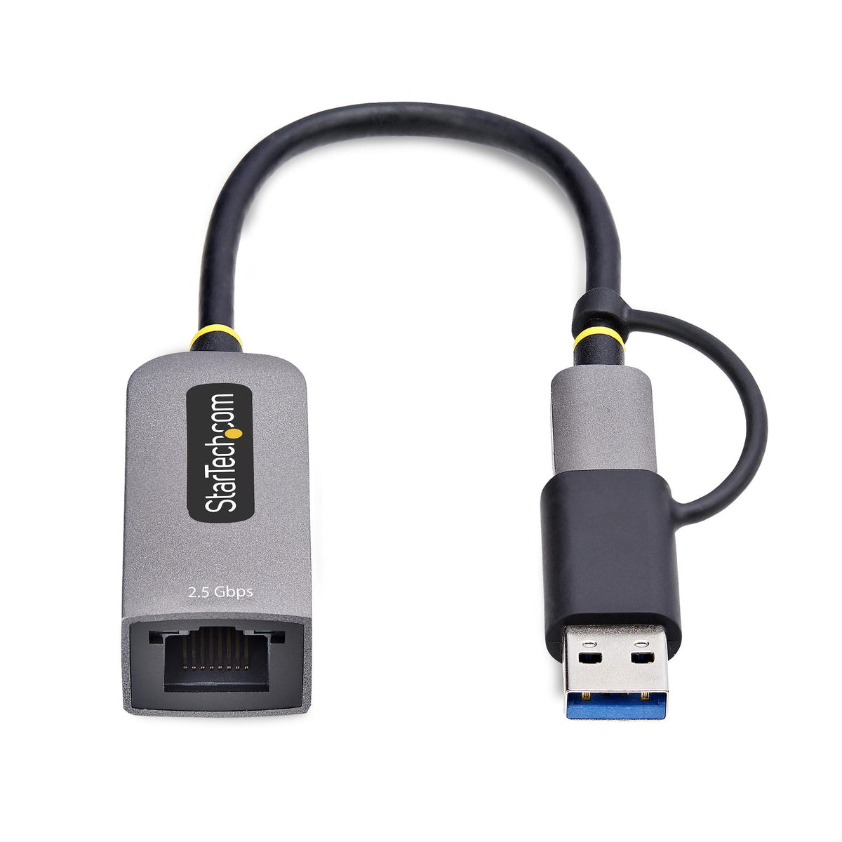 StarTech.com 2.5GbE USB C Ethernet Adapter mit USB-A Adapter, USB-C LAN-RJ45 Netzwerkadapter, USB 3.1 Typ-C 2.5Gb NIC, Thunderbolt & USB4 Kompatibel, Windows & Mac