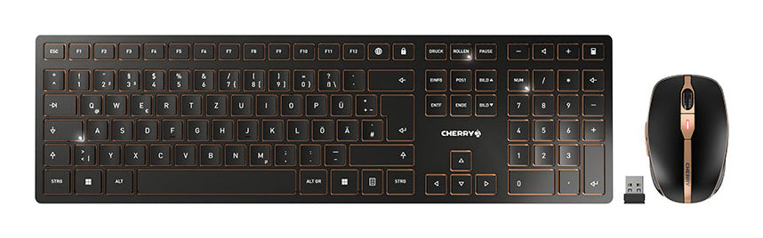 CHERRY DW 9100 SLIM Tastatur Maus enthalten Universal RF Wireless + Bluetooth QWERTZ Deutsch Schwarz