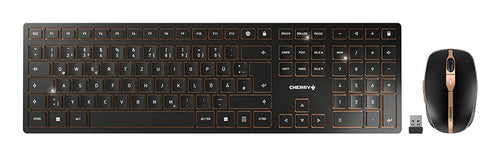 CHERRY DW 9100 SLIM Tastatur Maus enthalten Universal RF Wireless + Bluetooth QWERTZ Deutsch Schwarz