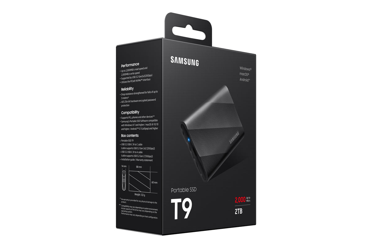 Samsung MU-PG2T0B 2 TB USB Typ-C USB 3.2 Gen 2x2 Schwarz