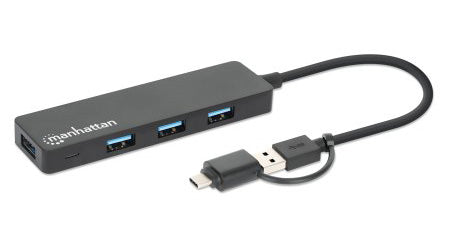Manhattan 180863 laptop-dockingstation & portreplikator USB 3.2 Gen 1 (3.1 Gen 1) Type-A + Type-C Schwarz