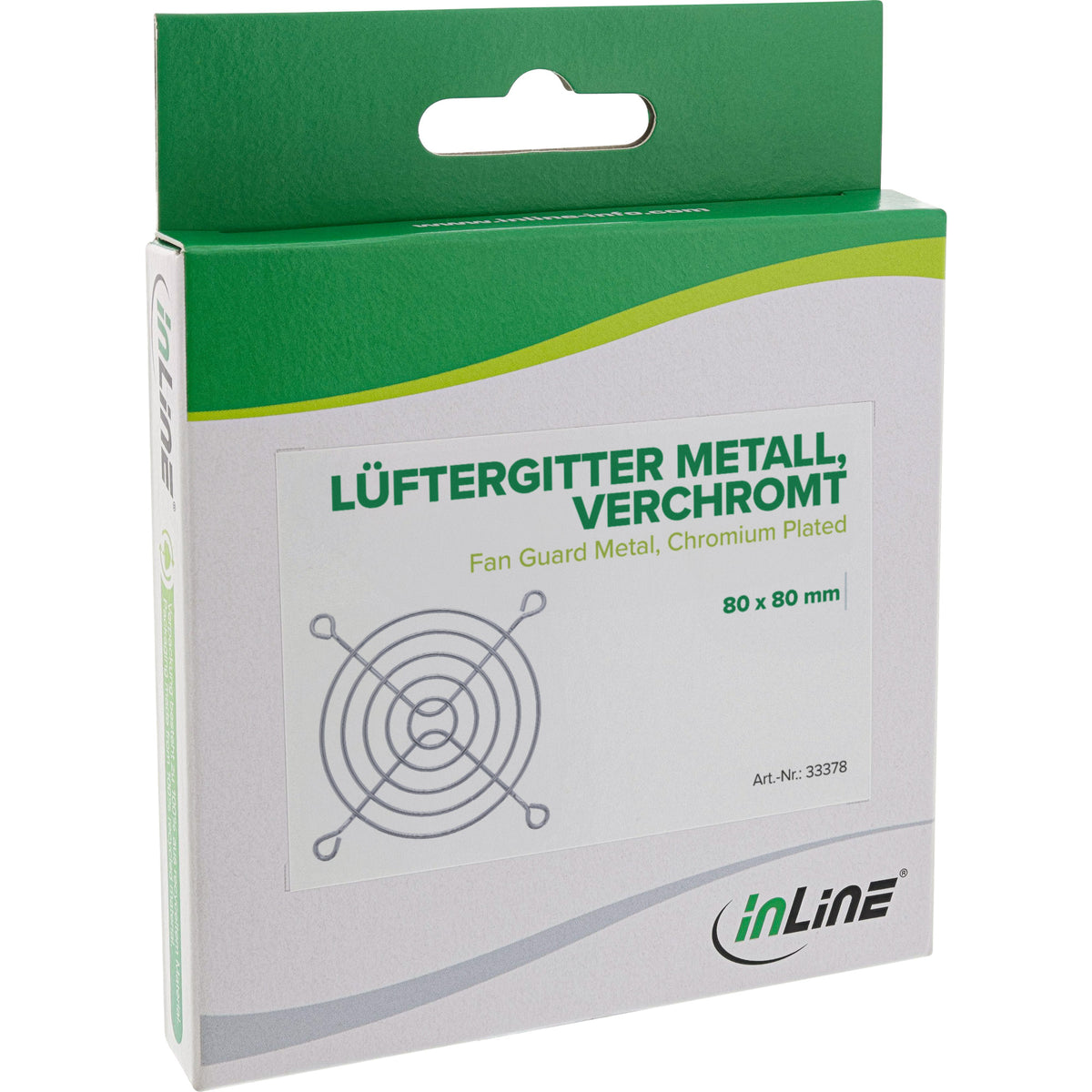 InLine Lüftergitter Metall, verchromt, 80x80mm