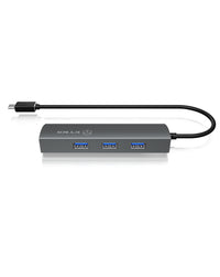 ICY BOX IB-HUB1406-C, USB Type-C® zu 3 Port USB 3.2 Gen 1 Hub + GigaLAN Ethernet, Alu-Gehäuse
