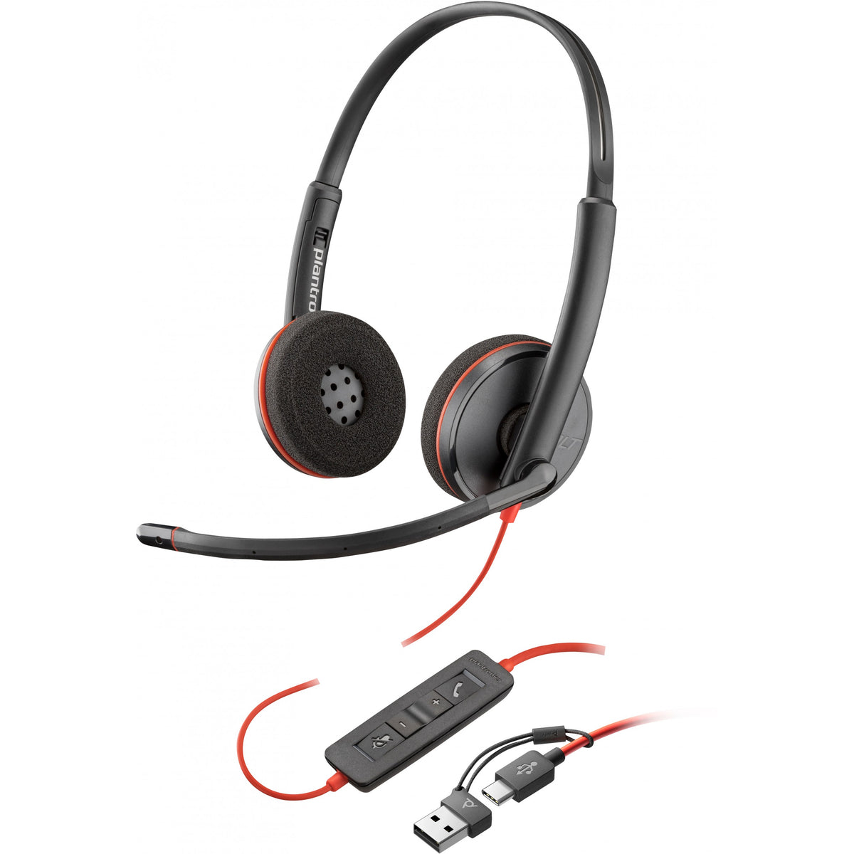 Cuffie Stereo USB-C HP Poly Blackwire 3220 + Adattatore USB-C/A (Bulk) (209749-201/209745-201)