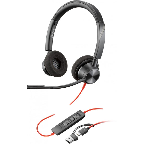 HP Poly Blackwire 3320 Stereo USB-C Headset +USB-C/A Adapter (213934-01)