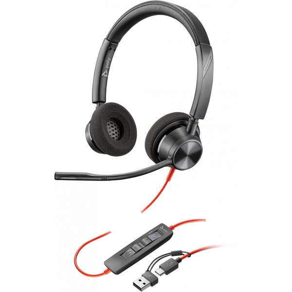 HP Poly Blackwire 3320 Stereo Microsoft Teams Certified USB-C Headset +USB-C/A Adapter (214012-01)