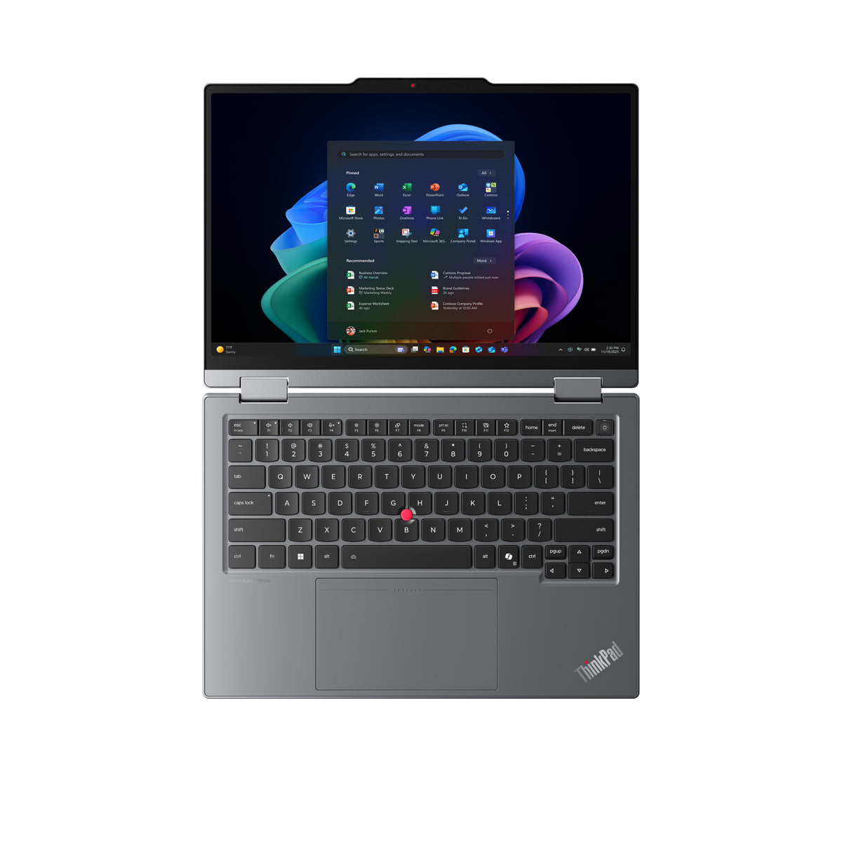 Lenovo ThinkPad X1 2-in-1 Gen 11 Aura Edition Copilot+ PC Intel Core Ultra 7 355 Hybrid (2-in-1) 35,6 cm (14") Touchscreen WUXGA 32 GB LPDDR5x-SDRAM 1 TB SSD Wi-Fi 7 (802.11be) Windows 11 Pro Schweiz Grau