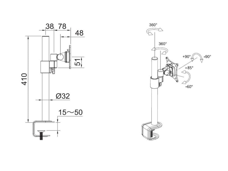 Multibrackets 5150 Flachbildschirm-Tischhalterung 76,2 cm (30") Tisch/Bank Weiß