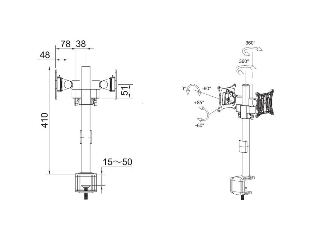Multibrackets 5860 Flachbildschirm-Tischhalterung 76,2 cm (30") Tisch/Bank Schwarz