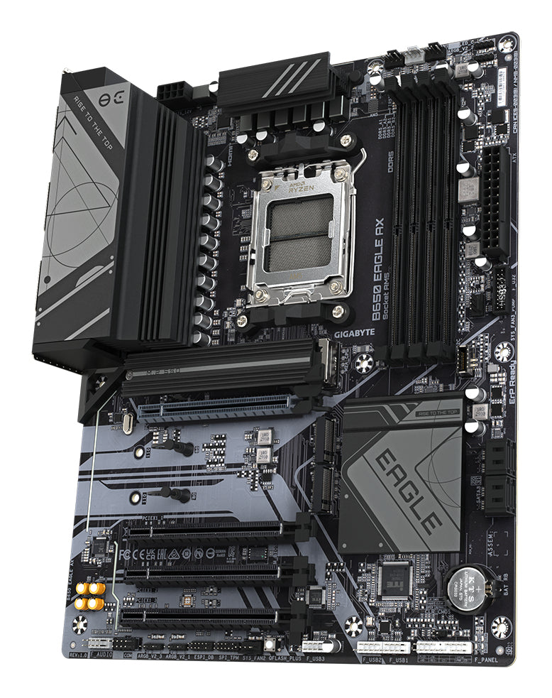 GIGABYTE B650 EAGLE AX Mainboard - AMD Ryzen 9000er-Serie, 12+2+2 Phasen VRM, bis zu 7600 MHz DDR5 (OC), 1xPCIe 5.0 + 2xPCIe 4.0 M.2, GbE LAN, WIFI 6E, USB 3.2 Gen 2