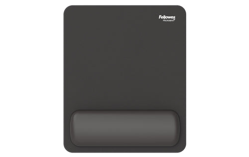 Fellowes Breyta Mauspad mit Handgelenkauflage – schwarz, Anti-Rutsch-Basis, 240 x 200 mm, Höhe 17,5 mm, 100142555