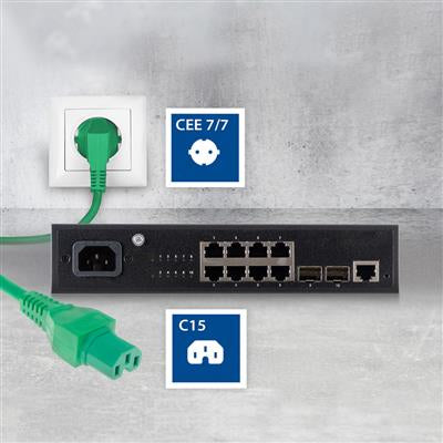 ACT Stromkabel Netzstecker CEE 7/7 Stecker (abgewinkelt) - C15 grün 1 m