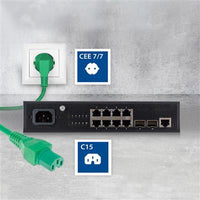 ACT Stromkabel Netzstecker CEE 7/7 Stecker (abgewinkelt) - C15 grün 1 m