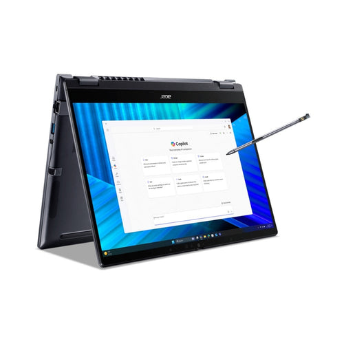 Acer TravelMate TMP414RN-55-TCO-58UA Intel Core Ultra 5 225U Hybrid (2-in-1) 35,6 cm (14") Touchscreen WUXGA 16 GB DDR5-SDRAM 512 GB SSD Wi-Fi 7 (802.11be) Windows 11 Pro Deutsch Blau