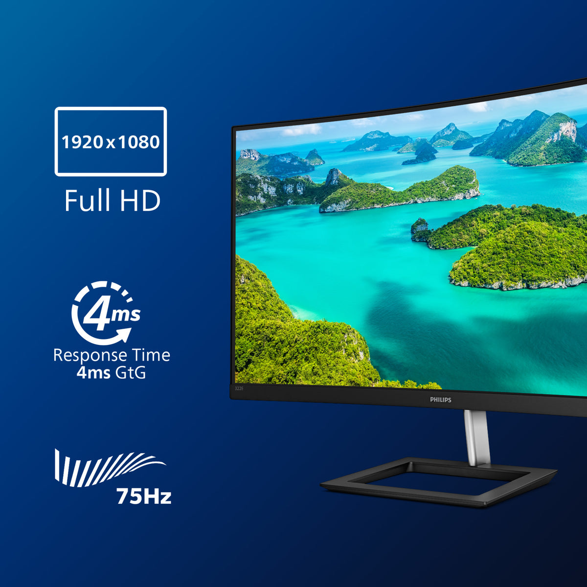 Philips E Line 322E1C/00 Computerbildschirm 80 cm (31.5") 1920 x 1080 Pixel Full HD LCD Schwarz