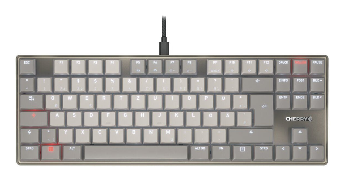 CHERRY KC 500 MX LP TKL Tastatur Heimbüro USB QWERTZ Deutsch Grau