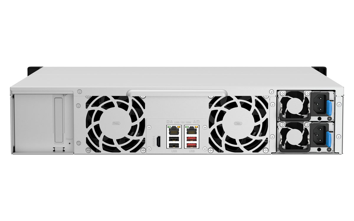 QNAP TS-1264U-RP NAS Rack (2U) Intel® Celeron® 8 GB DDR4 0 TB QNAP QTS Aluminium, Schwarz