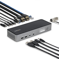 StarTech.com USB-C Dockingstation für Drei Monitore, 140W Laptop-Ladestation für MacBook Pro und Windows, 4K 60Hz HDMI oder DisplayPort, TAA