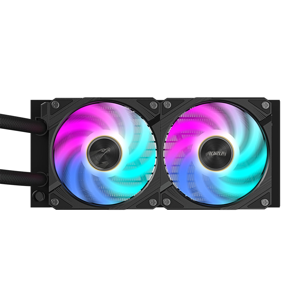 GIGABYTE AORUS WATERFORCE X II 240 AIO Flüssigkeits-CPU-Kühler - 2x120mm ARGB-Lüfter, Vollfarb-LCD, DAISY-CHAIN, kompatibel mit Intel LGA 1851 und AMD AM5