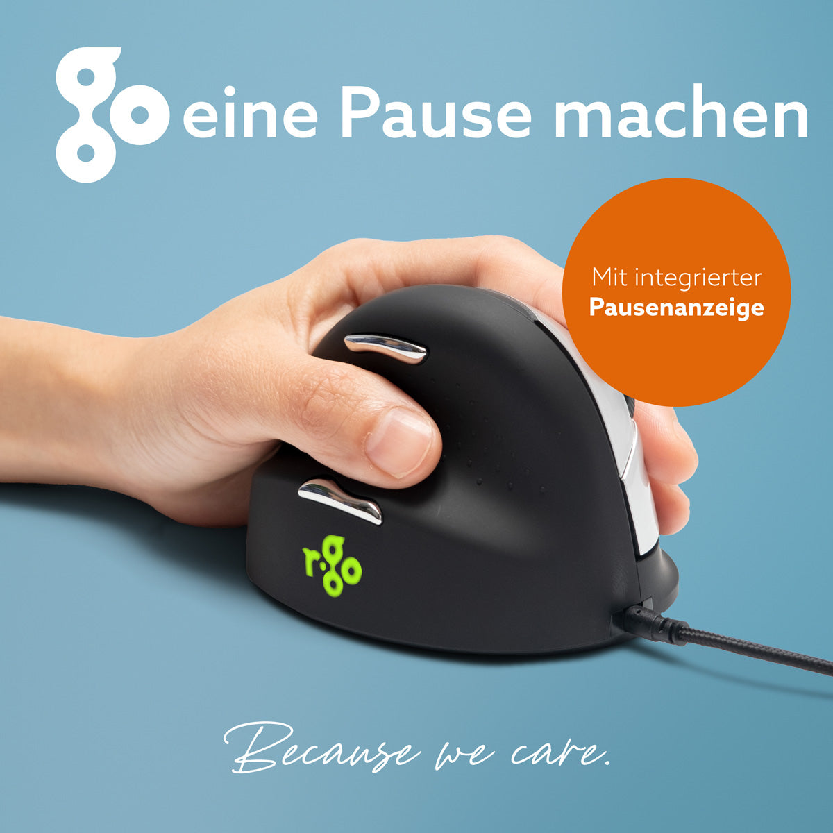 R-Go Tools Ergonomische Maus R-Go HE Break mit Pausensoftware, medium (Handlänge 165-185mm), Linkshänder, verkabelt, schwarz