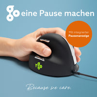 R-Go Tools Ergonomische Maus R-Go HE Break mit Pausensoftware, medium (Handlänge 165-185mm), Linkshänder, verkabelt, schwarz