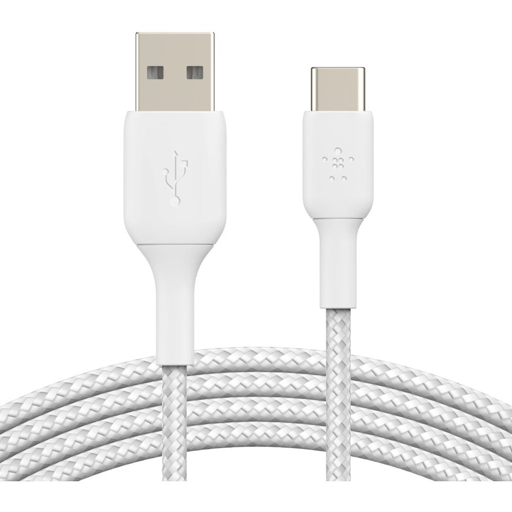 Belkin USB-C/USB-A Kabel ummantelt. 15cm. weiß