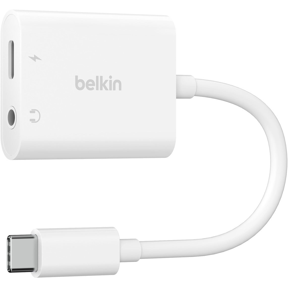 Belkin RockStar 3.5mm-Klinken-Audio- und USB-C-Ladeadapter wht