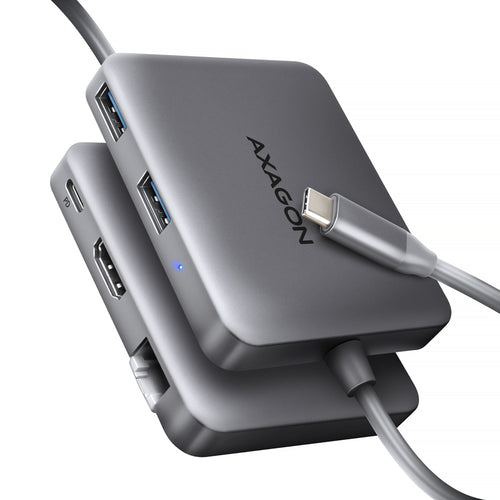 Axagon HMC-5HL USB 5Gbps hub, 2x USB-A, HDMI 4k/60Hz, RJ-45, PD 100W, 20cm USB-C Kabel