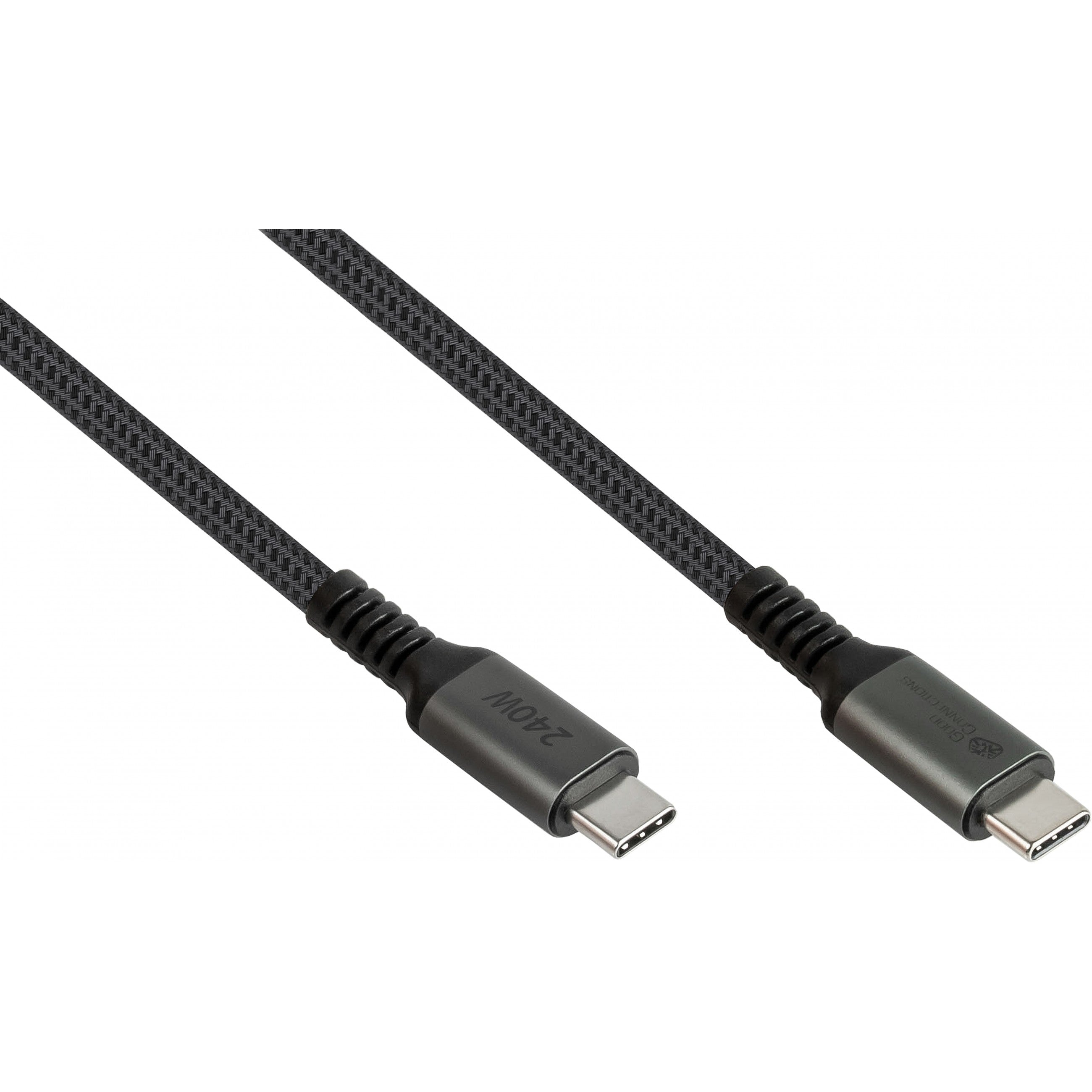 GoodConnections USB-C 2.0 (ST-ST) 0.5m Anschlusskabel Textilmantel 240W Anthrazit
