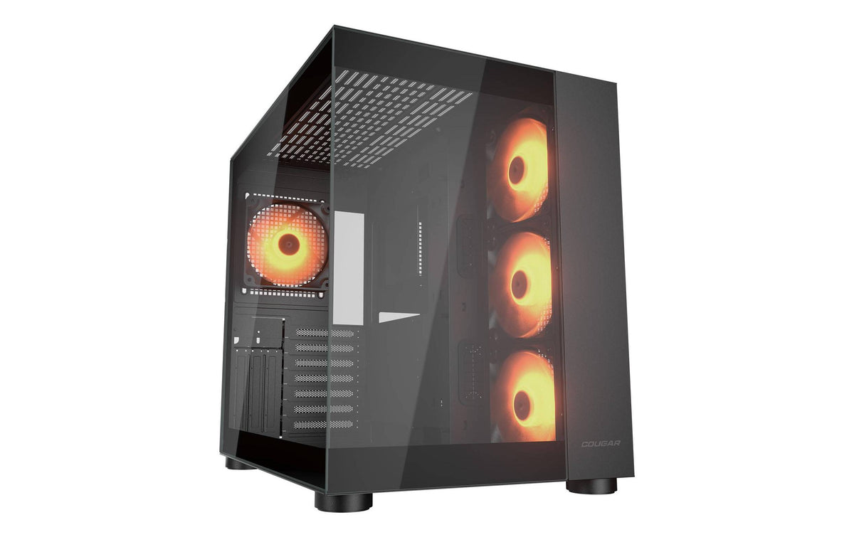 Cougar FV150 ATX Mid Tower Noir avec RVB, panneau latéral en verre trempé et USB 3.2 Gen 2 Type-C USB 3.2 Gen 1 Type-A