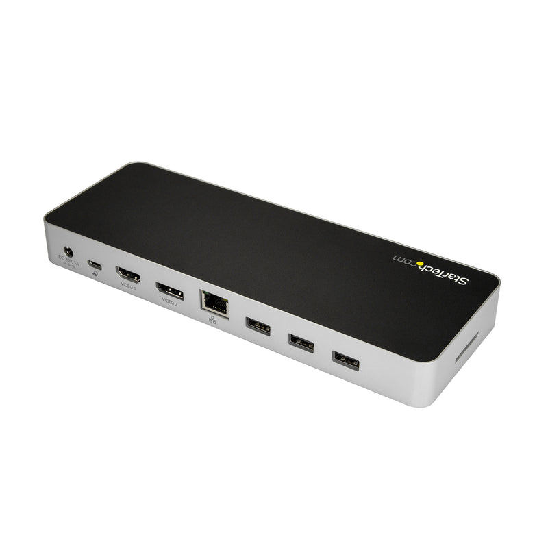 StarTech.com USB-C Dockingstation - Zwei Monitore HDMI & DP 4K 30Hz - USB-C Laptop Docking station 60W Power Delivery, SD, 4 Port USB-A 3.0 Hub, GbE, Audio - Thunderbolt 3 kompatibel