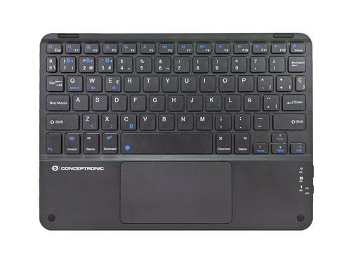 Conceptronic TOBIN01BES 10-Zoll-Bluetooth-Tastatur mit Touchpad, QWERTY Spanisch