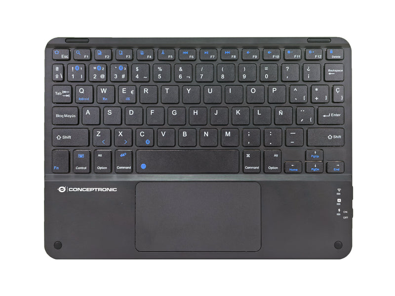 Conceptronic TOBIN01BES 10-Zoll-Bluetooth-Tastatur mit Touchpad, QWERTY Spanisch