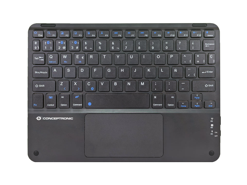 Conceptronic TOBIN01BES Clavier Bluetooth 10 pouces avec pavé tactile, QWERTY espagnol